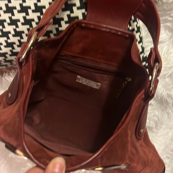 LUCA LUCA Leather Trimmed Suede Hobo Hand Bag - Picture 7 of 16